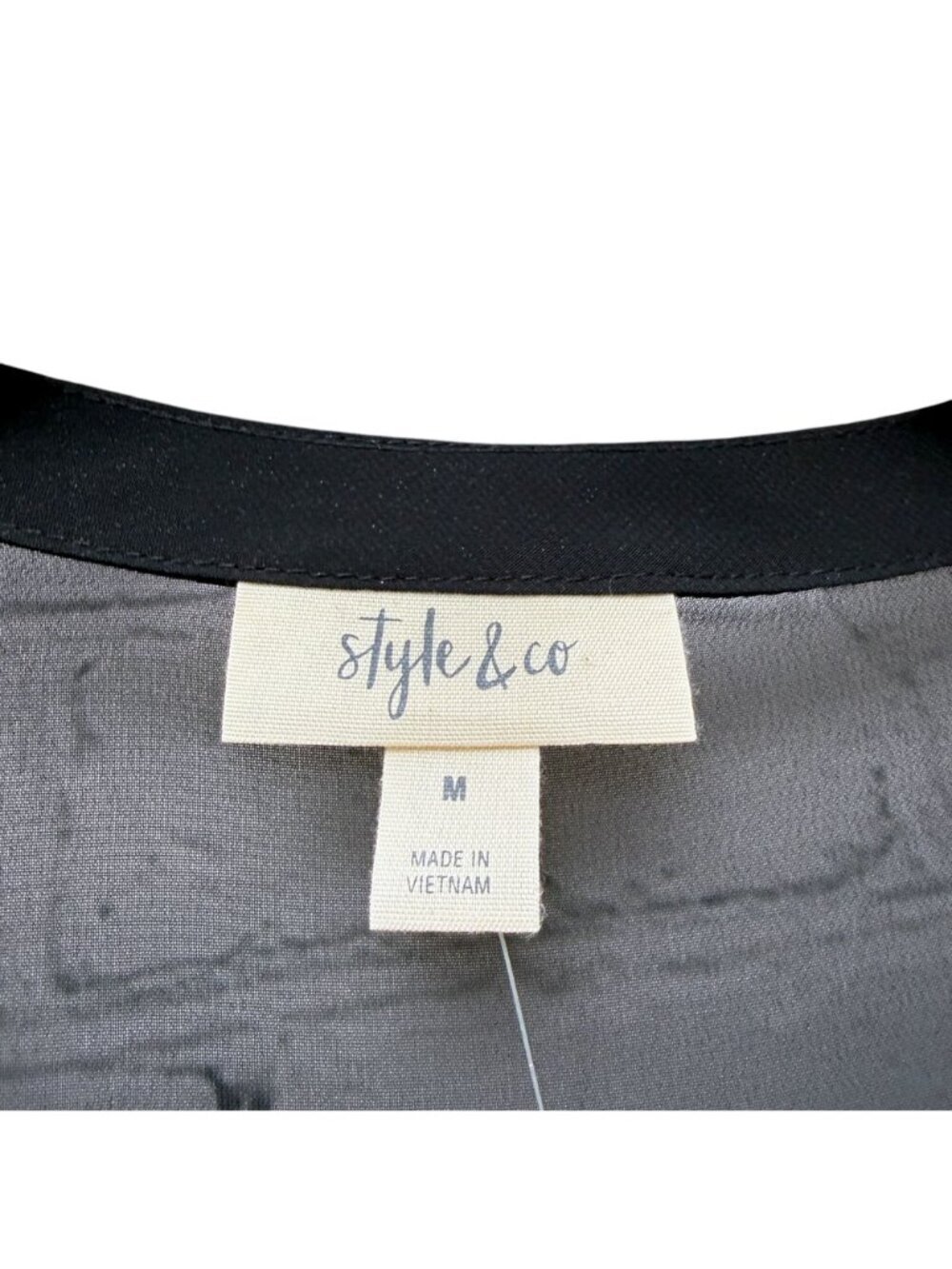 Style & Co Boho Blouse Size Medium Black Embroidered Chiffon Womens Top NWT - Picture 6 of 11